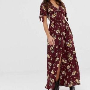Band of Gypsies Magenta Floral Button-Up Dress